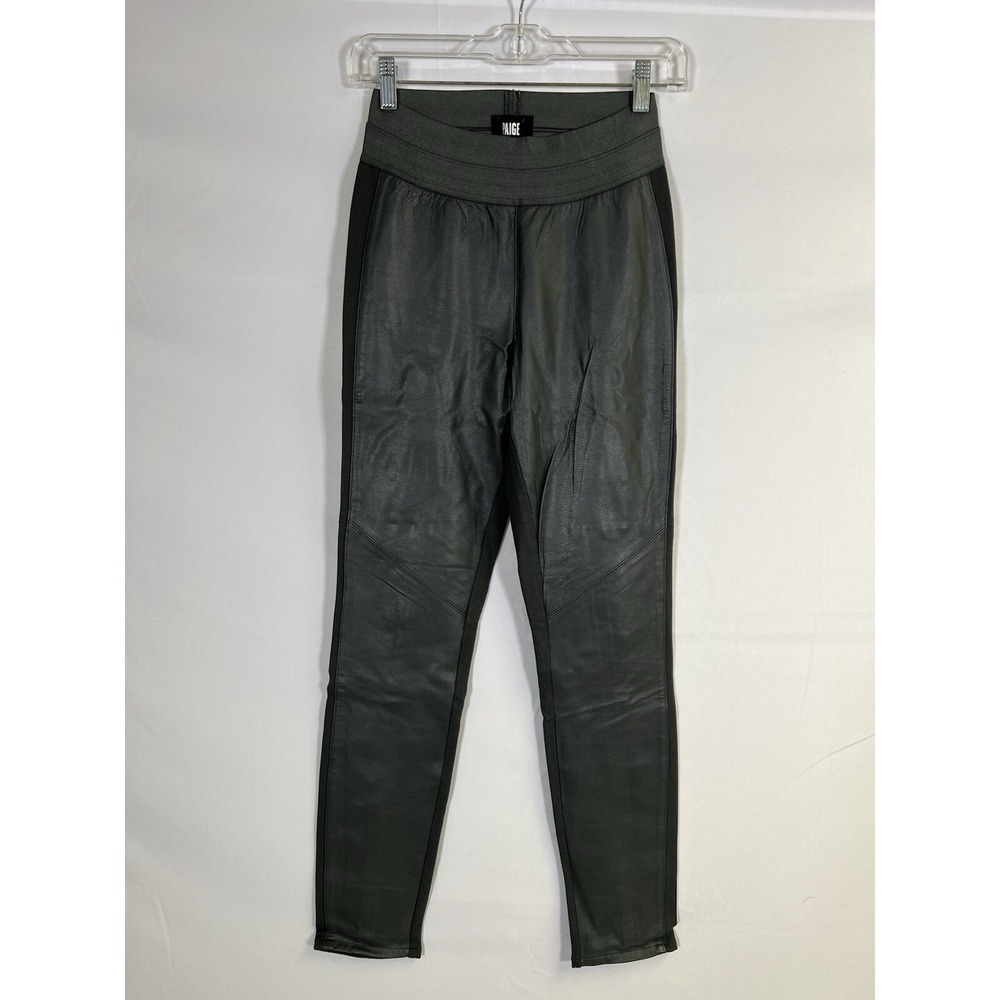 VTG Paige Womens Lambskin Leather‎ Front Leggings Wimsigoth Indie Grunge Sz S